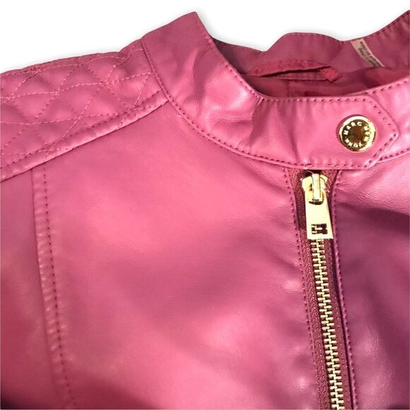 Andrew Marc NWOT Faux Leather Jacket Women's Sz Medium Zip Front in Berry Pink - Picture 5 of 5